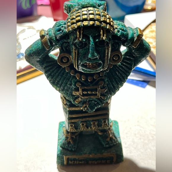 Accents Aztec Warrior Statue Sculpture Mayan Jade Green Tribal